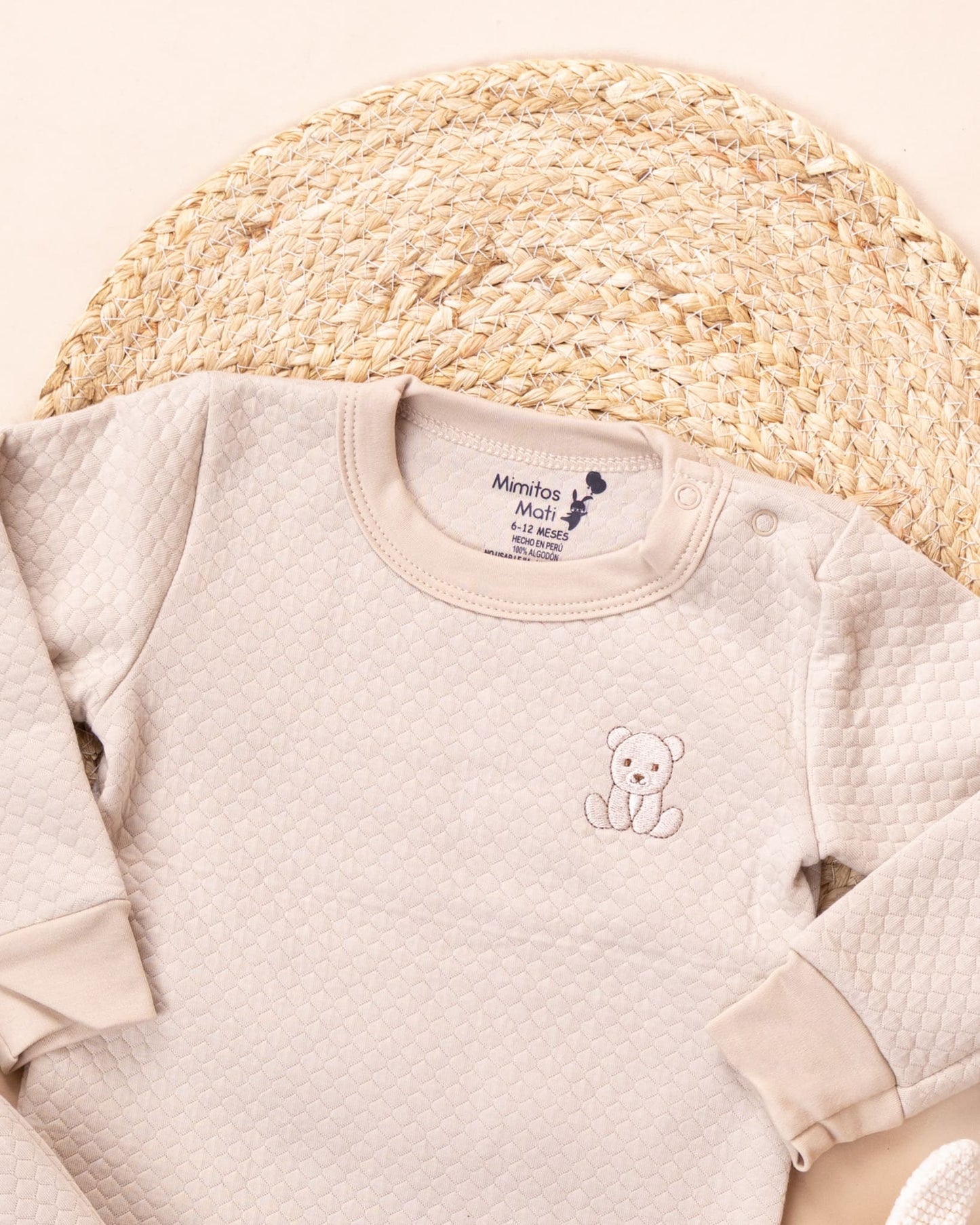 Pijama Jacquard Algodón - Beige