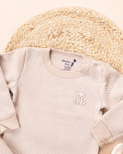 Pijama Jacquard Algodón - Beige