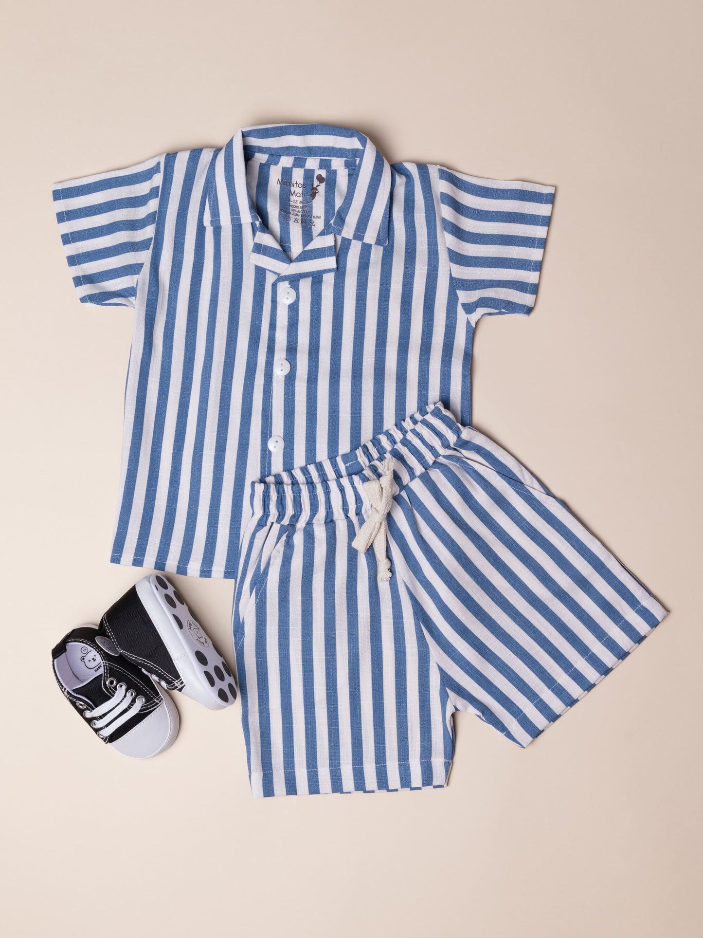 Set Camisero Lino - Rayas Acero