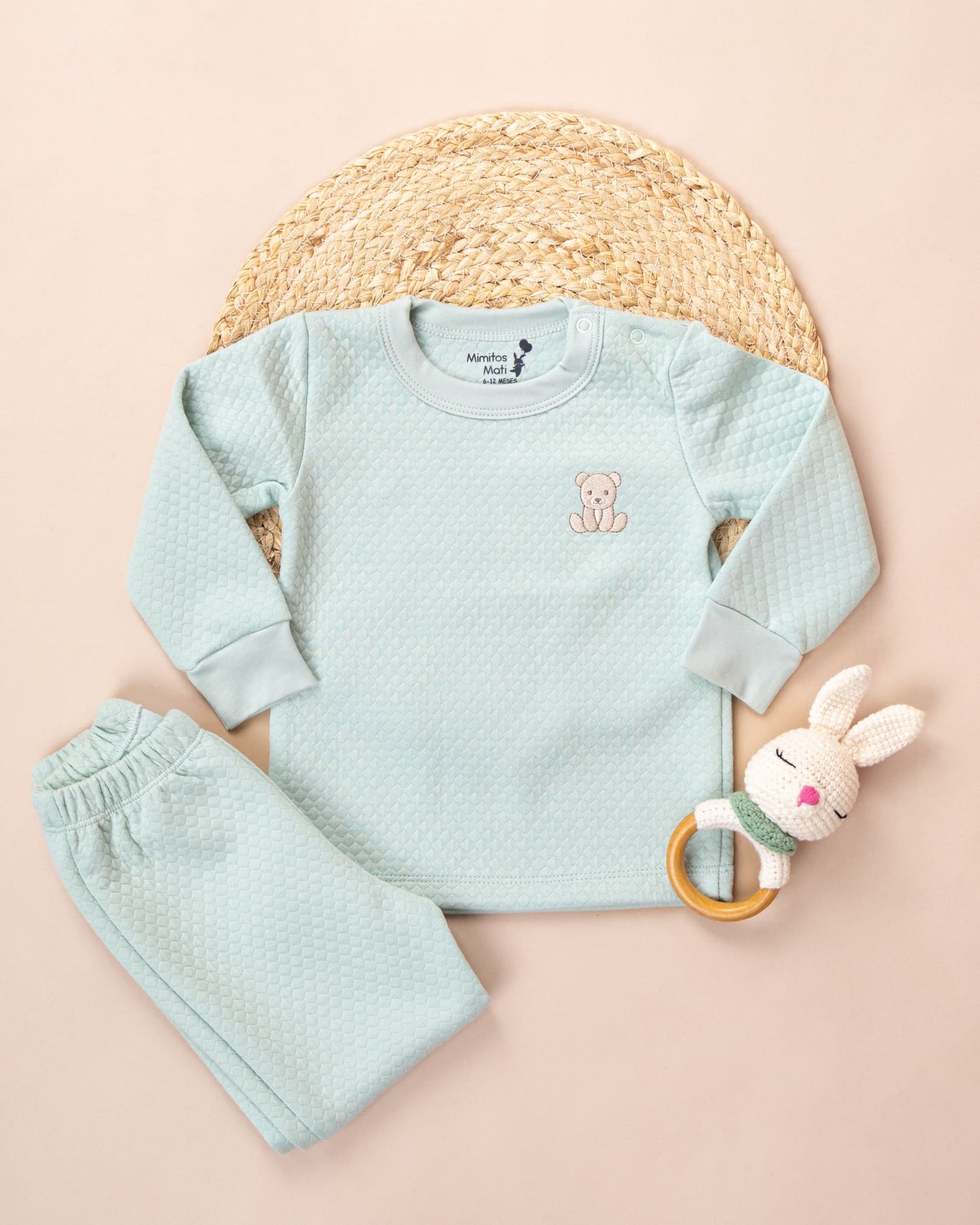 Pijama Jacquard Algodón - Soft Mint