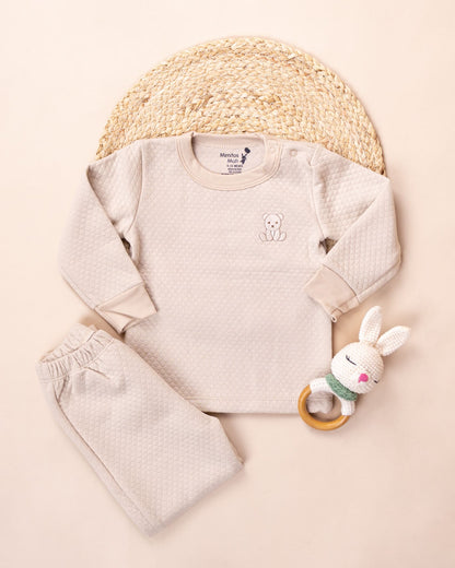 Pijama Jacquard Algodón - Beige